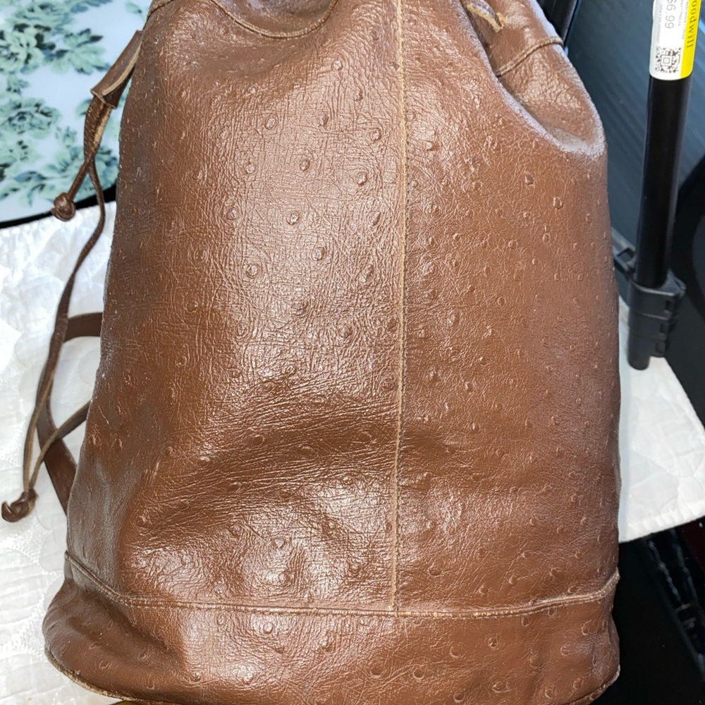 Brown Leather Backpack With Drawstring Closure An… - image 8